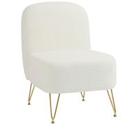 HOMCOM Fauteuil Salon Sans Accoudoirs, Fauteuil d'Appoint Rembourré en Tissu Bouclette, Coussin Épais, Assise Large, Blanc