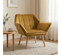 HOMCOM Fauteuil scandinave à Oreilles pour Salon Pieds hévéa Jaune