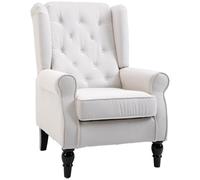 HOMCOM Fauteuil Style midcentury, Haut Dossier à Oreilles, Blanc Crème