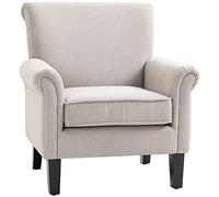 HOMCOM Fauteuil style nordique avec accoudoirs, fauteuil tapissé en bois et polyester, 79x78x87 cm, gris et marron