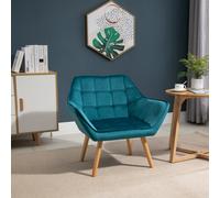 HOMCOM Fauteuil style scandinave dossier haut et accoudoirs, revêtement en polyester effet velours, 67 x 61,5 x 71 cm, bleu