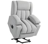 HOMCOM Fauteuil TV avec Fonction releveur Fauteuil Relax électrique avec Fonction Massage/Chauffage/Couchage, Fauteuil TV avec Porte-gobelet, Espace de Rangement, Prises USB et télécommande, Velours,