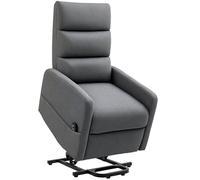 HOMCOM Fauteuil TV avec releveur électrique Fauteuil Relax avec Fonction Chaise Longue, Ressorts ensachés, Repose-Pieds, Fauteuil TV avec Poche latérale, télécommande et Aspect Lin, Gris foncé