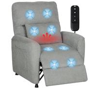 HOMCOM Fauteuil TV Électrique avec Chaleur et Inclinaison | Fauteuil massant, mémoire, coussin lombaire, chenille, poches latérales, 2 télécommandes, moteur silencieux, port USB