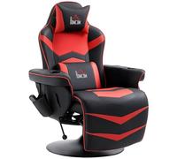HOMCOM Fauteuil TV inclinable massant électrique pivotant 360°, Rouge