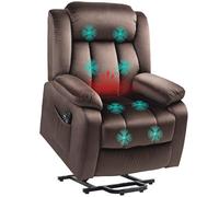 HOMCOM Fauteuil TV releveur électrique Fauteuil de Relaxation avec Fonction Couchage, Massage par Vibrations, Fonction Chauffage, Fauteuil TV avec Ressorts ensachés, Poche latérale et télécommande,