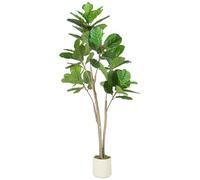 HOMCOM Figuier artificiel 150cm, plante artificielle décorative avec 98 feuilles en PEVA dans un pot pour l'intérieur, salon, bureau, décoration d'intérieur, vert