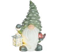 HOMCOM Figurine de Décoration de Noël, Père Noël avec Bonnet et Lanterne, 42 cm avec Lumière LED, pour l'Intérieur et l'Extérieur