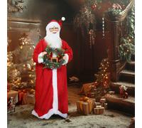 HOMCOM Figurine de Père Noël, debout de Père Noël, commande vocale, musique festive, bras pliables, 110 cm, rouge