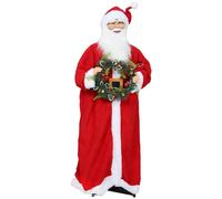 HOMCOM Figurine de Père Noël, Debout de Père Noël Rouge Traditionnelle 110 cm, Commande vocale, Musique Festive, Bras Pliables, pour Les décorations d'intérieur et de fête
