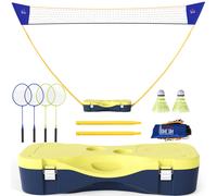 HOMCOM Filet de badminton avec support pour filet de badminton avec 4 raquettes portables MULTI