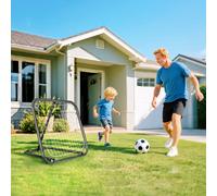 HOMCOM Filet de rebond de football rebondisseur de football ajustable pliable portable 4 piquets de fixations au sol filet de PE noir blanc