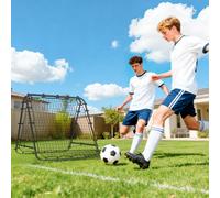 HOMCOM Filet de rebond double face 91 x 91 cm filet de rebond football pliable réglable dans 5 angles structure en acier noir