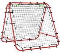 HOMCOM Football Rebounder Kickback Tor Paroi de rebond Filet de rebond bilatéral Réglable en 5 niveaux pour l'entraînement de football Acier rouge
