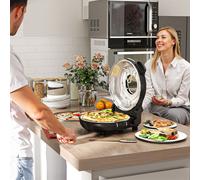 HOMCOM Four à pizza électrique 1200 W jusqu'à 430°C plaque en pierre réfractaire 30 cm minuterie température réglable noir