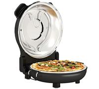 HOMCOM Four à pizza électrique 1200 W jusqu'à 430°C, plaque en pierre réfractaire 30 cm, minuterie, température réglable, protection contre surchauffe et fenêtre de visualisation, pelles inclus, noir
