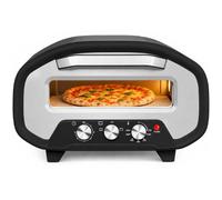 HOMCOM Four à Pizza Électrique d'Intérieur 2200 W Jusqu'à 430°C Noir | Pizza Oven Multifonction Compact, Pierre en Céramique Ø30,5 cm, Minuteur 60 min, 3 Boutons Commande, Fenêtre Visualisation
