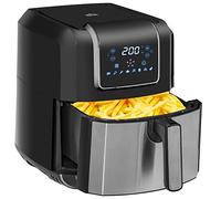 HOMCOM Friteuse sans huile à air chaud 1700W 6,5L avec affichage numérique, 8 Programmes, température réglable, minuterie et panier antiadhésif noir