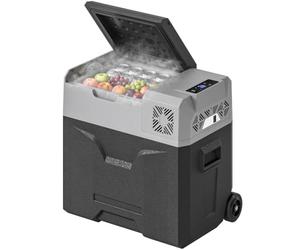 HOMCOM Glacière Electrique Voiture 50L 12V/24V 110V-240V -20℃ à 20℃ Roues | Réfrigérateur Portable à Compression, Poignée Télescopique, pour Voiture Camion Bateau Camping Caravanes