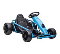 HOMCOM Go Kart électrique pour enfants 8-12 ans Drift Go Kart pour enfants 24 V 6 - 13 km/h avec démarrage progressif, klaxon, musique, ceinture de sécurité, bleu et noir