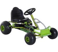 HOMCOM Go Kart Enfants Véhicule à pédales Véhicule pour enfants avec siège réglable Véhicule à pédales avec frein à main à partir de 3 ans Vert 95 x 66,5 x 57cm