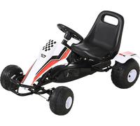 HOMCOM Go Kart Véhicule pour enfants Voiture à pédales avec freins Siège réglable Jouet pour enfants de 3 à 6 ans Acier blanc 104 x 66 x 57 cm