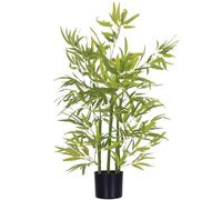 HOMCOM Grand bambou artificiel 90 cm - Plante artificielle en plastique - Bambou artificiel dans un pot - Décoration pour salon, chambre à coucher, jardin