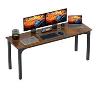 HOMCOM Grand Bureau d'ordinateur 71", 2 Personnes, Brun Rustique