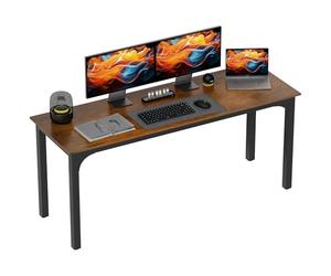 HOMCOM Grand Bureau d'ordinateur 71", 2 Personnes, Brun Rustique