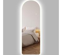 HomCom Grand miroir mural arqué 120×40 cm LED intensité variable 3 couleurs anti-déflagrante