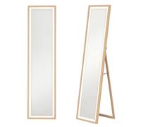 HOMCOM Grand Miroir Pleine Longueur 40 x 160 cm avec éclairage LED 3 Couleurs et Support, Miroir Mural ou sur Pied rectangulaire pour Chambre à Coucher Salon et Dressing, chêne