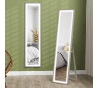 Grand miroir - HOMCOM - éclairage LED 3 couleurs - montage mural ou sur pied - rectangulaire - verre trempé MDF - 40x160cm - gris
