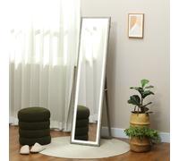 HOMCOM Grand miroir pleine longueur, miroir mural ou sur pied rectangulaire, 40 x 160 cm avec éclairage LED 3 couleurs, gris