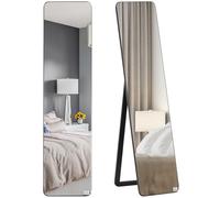 HOMCOM Grand Miroir Pleine Longueur rectangulaire, 37 x 160 cm - Miroir sur Pied ou Mural - pour Chambre à Coucher, Salon et Dressing, Bois Aspect Noir