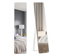 HOMCOM Grand Miroir Pleine Longueur rectangulaire, 37 x 160 cm - Miroir sur Pied ou Mural - pour Chambre à Coucher, Salon et Dressing, Bois Aspect Blanc