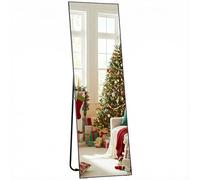 HOMCOM Grand Miroir Pleine Longueur rectangulaire, 50 x 160 cm - Miroir sur Pied, Mural ou pocé Contre Mur - pour Chambre à Coucher, Salon et Dressing, Noir