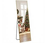 HOMCOM Grand Miroir Pleine Longueur rectangulaire, 50 x 160 cm - Miroir sur Pied, Mural ou pocé Contre Mur - pour Chambre à Coucher, Salon et Dressing, Or