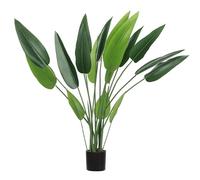 HOMCOM Grand oiseau de paradis artificiel de 110 cm - Plantes artificielles en plastique - Oiseau de paradis comme vrai - Arbre artificiel en pot avec herbe artificielle - Mousse artificielle pour