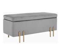 HOMCOM Banc de Rangement Coffre de Rangement Design Contemporain- Banc avec Espace de Stockage - dim. 100L x 40l x 42H cm - Velours Gris Clair piètement métal doré