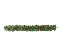 HOMCOM Guirlande de Noël artificielle 180 cm, décoration de Noël, 162 branches denses, pommes de pin, grappes de baies, vert