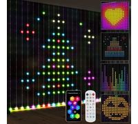 HOMCOM Guirlande lumineuse 3×3m 400 LEDs Rideau lumineux avec luminosité réglable Synchronisation musicale Modes de scène Fonction minuterie, Rideau lumineux intérieur extérieur, IP44, pour mariage, f