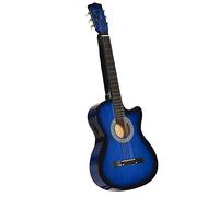 HOMCOM Guitare acoustique électro, e-acoustique guitare, kit guitare électrique avec sac, sangle, corde, médiators, câble, bleu et noir
