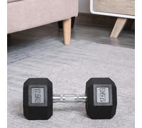 HOMCOM Haltère, 17,5 kg, haltère, poids, poignée antidérapante, noir + argent