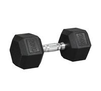 HOMCOM Haltère Courte Poids 20 Kg 1 Pièce Haltère Hexagonale Noir