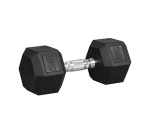 HOMCOM Haltère Courte Poids 20 Kg 1 Pièce Haltère Hexagonale Noir