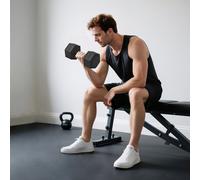 HOMCOM Haltère courte poids 20 Kg - entraînement musculaire & haltérophilie - acier caoutchouc noir