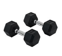 HOMCOM Ensemble d'haltères courtes total 2 x 8 Kg - entraînement musculaire & haltérophilie - acier caoutchouc noir