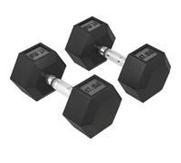 HOMCOM Hexagon Hanteln, 2er Set Hanteln mit gerändeltem Griff, Kurzhantelset aus Gusseisen, 4/5/6/8/10/12,5/15/17,5/20 Kg, Kurzhanteln für Männer Frauen, Zuhause, Fitnessstudio, Krafttraining