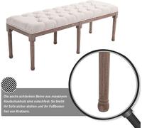 HOMCOM Banc Lounge Pouf Vintage Rétro avec Boutons Lin + Bois Beige 142 x 47 x 51 cm