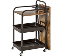 HOMCOM HOMCOM Chariot de cuisine - 2 plateaux - noir/marron - 118x36.5x82 cm